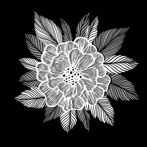 Monochromatická Květinová Půvabná Abstrakce Láskou Vektorová Ilustrace — Stockový vektor