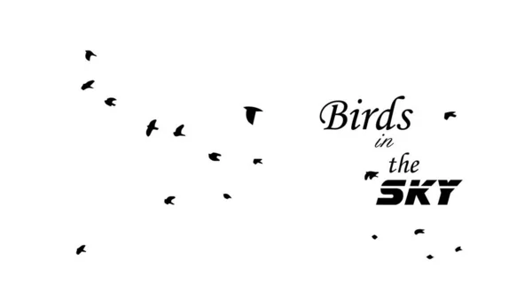 Een Zwerm Vliegende Vogels Vectorillustratie — Stockvector