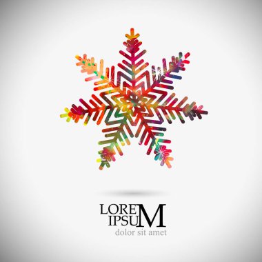 Bir kar tanesinin çok renkli bir soyutlaması. Vektör illüstrasyonu