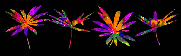 Conjunto Flores Multicolores Del Arco Iris Ilustración Vectorial — Archivo Imágenes Vectoriales