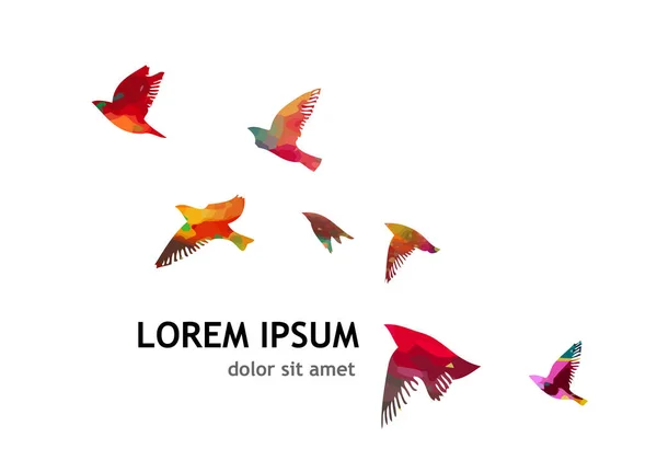 Acuarela Pájaros Una Bandada Pájaros Colores Vector — Archivo Imágenes Vectoriales