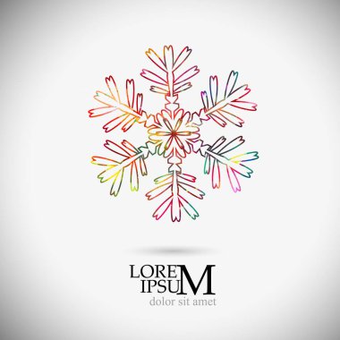 Bir kar tanesinin çok renkli bir soyutlaması. Vektör illüstrasyonu