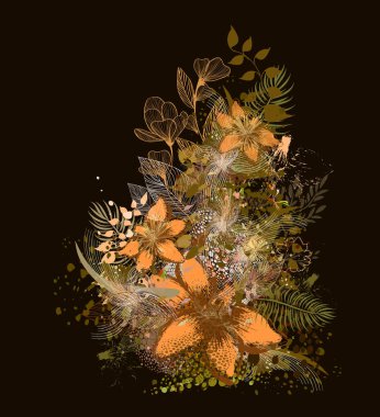 Çiçek soyutlaması. Vektör