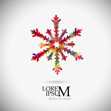 Bir kar tanesinin çok renkli bir soyutlaması. Vektör illüstrasyonu
