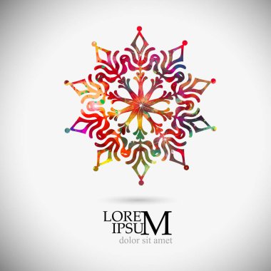 Bir kar tanesinin çok renkli bir soyutlaması. Vektör illüstrasyonu