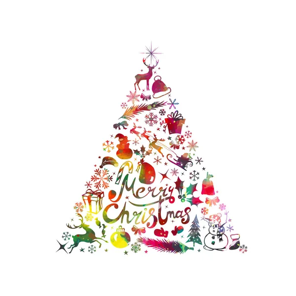 Merry Christmas Christmas Tree Made Graphic Elements Happy New Year — Stock Vector