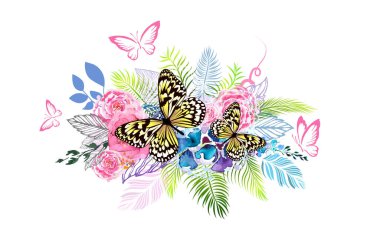 Çok renkli bir güldü. Vektör illüstrasyonu