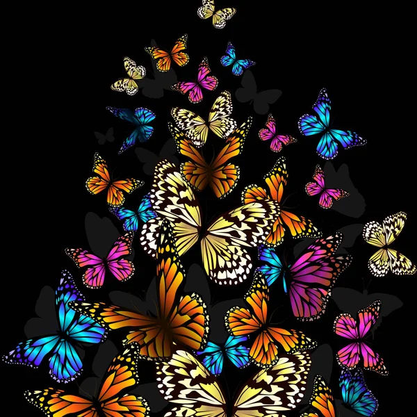 Mariposas Naranjas Voladoras Ilustración Vectorial — Vector de stock