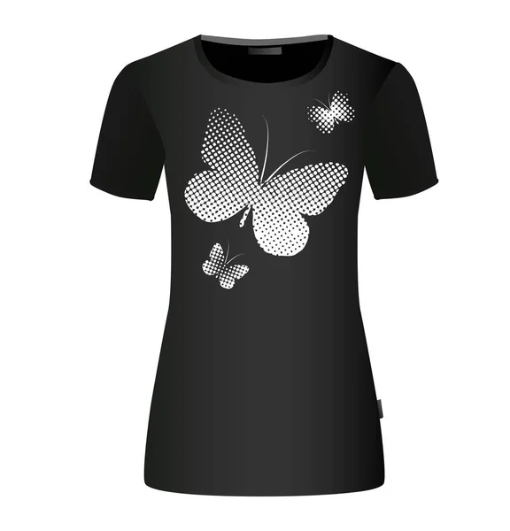 White abstract butterflies. T-shirt print. Vector illustration — Stock Vector