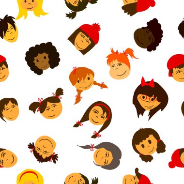 Çocuklar pürüzsüz bir kalıpla karşı karşıya. Vektör illüstrasyonu