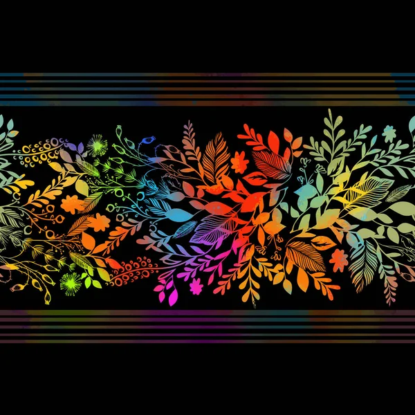 Patrón Multicolor Floral Sin Costuras Con Mariposas Ilustración Vectorial — Archivo Imágenes Vectoriales