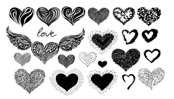 Corazones Vectoriales Listos Para Logotipo Iconos Tatuaje — Archivo Imágenes Vectoriales