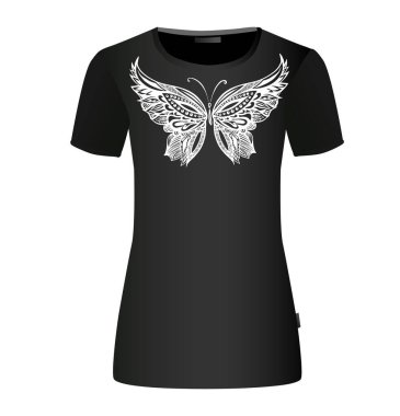 Beyaz soyut kelebekler. Tişört izi. Vektör