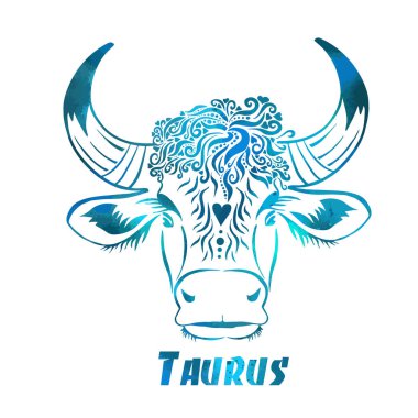 Boğa burcu burcu. Bir boğanın kafası. Vektör illüstrasyonu