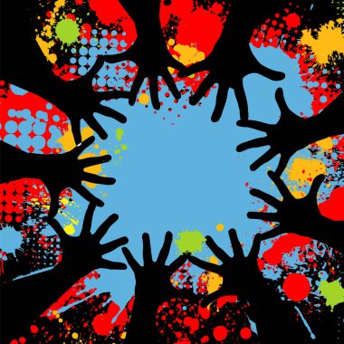 Renkli el izi, vektör illüstrasyonu