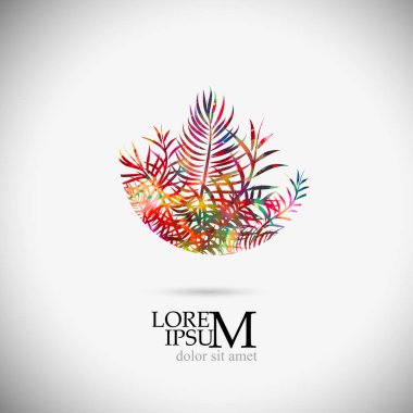 Palmiye yapraklarının soyut logosu. Vektör illüstrasyonu