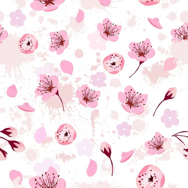 Fundo Sem Costura Sakura Ilustração Vetorial — Vetor de Stock