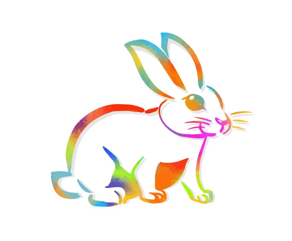 Set Some Cute Rabbits Easter Vector Hand Draw Illustration Isolated — Stock Vector