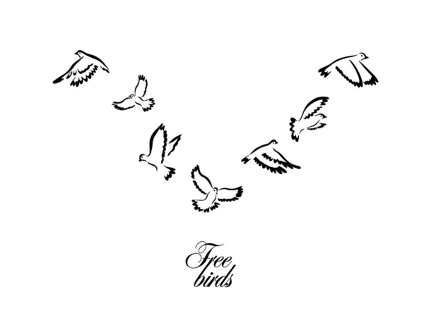 Una Bandada Aves Voladoras Ilustración Vectorial — Vector de stock