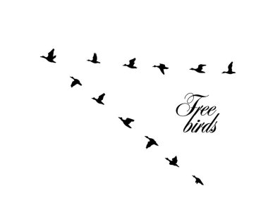 Güneye uçan bir ördek. Vektör illüstrasyonu