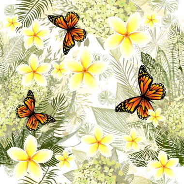 Hydrangea ile Nazik Klasik Botanik Kusursuz Arka plan. Botanik Vektör İllüstrasyonu