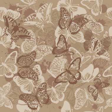 Kelebekli kusursuz bir arka plan. Klasik arka plan. Vektör illüstrasyonu