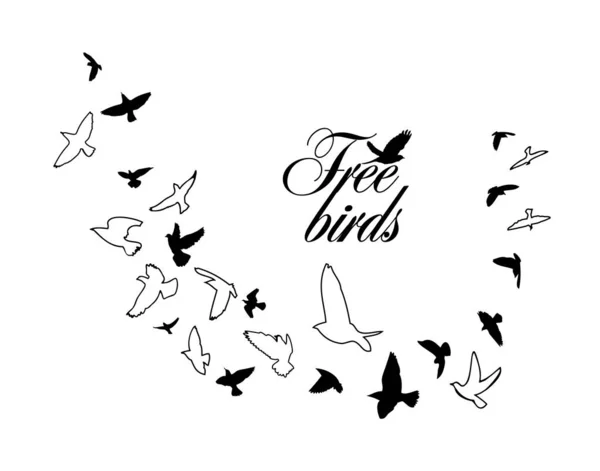 Una bandada de aves voladoras. Ilustración vectorial — Vector de stock