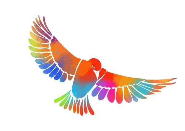 Un pájaro decorativo volador multicolor. Ilustración vectorial — Archivo Imágenes Vectoriales
