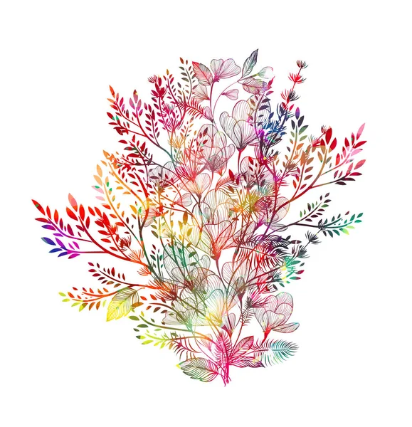 Η αφαίρεση είναι floral με ένα λουλούδι ουράνιο τόξο. Εικονογράφηση διανύσματος — Διανυσματικό Αρχείο