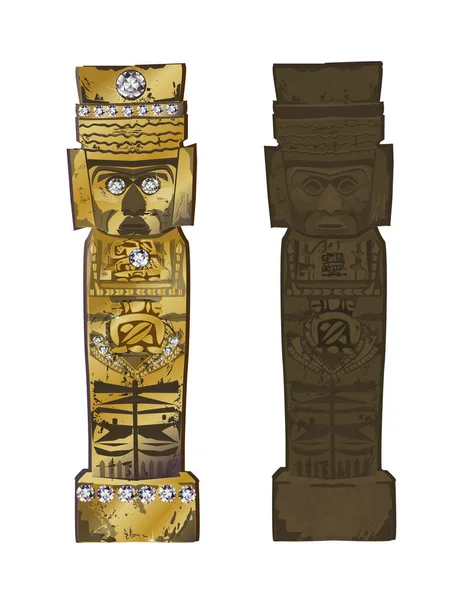 Древняя статуэтка майя. Векторная иллюстрация — стоковый вектор