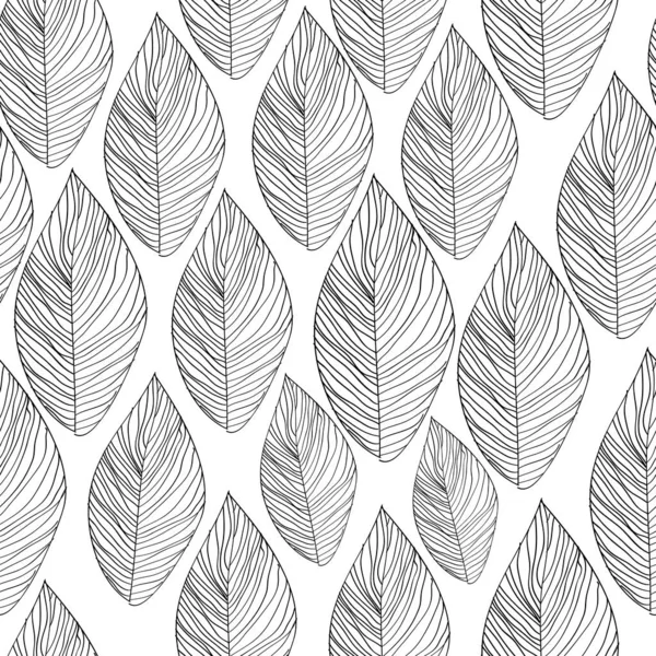 Grafiska blad sömlösa monokroma mönster. vektor illustration — Stock vektor