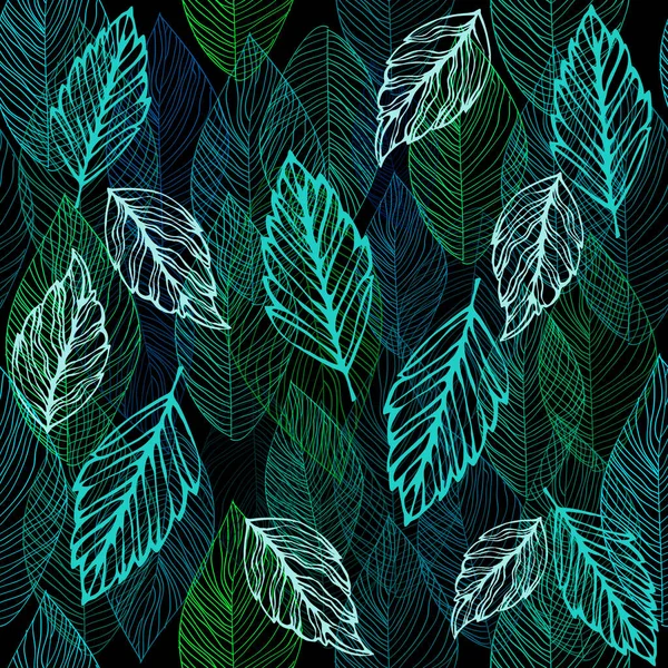 Feuilles graphiques motif vert sans couture. illustration vectorielle — Image vectorielle