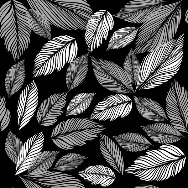 Grafiska blad sömlösa monokroma mönster. vektor illustration — Stock vektor