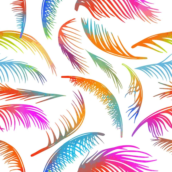 Hojas de palma multicolores. Fondo sin fisuras. Ilustración vectorial — Vector de stock