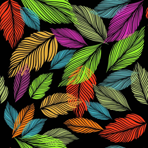 Graphic leaves seamless multicolored pattern. vector illustration — Stock Vector