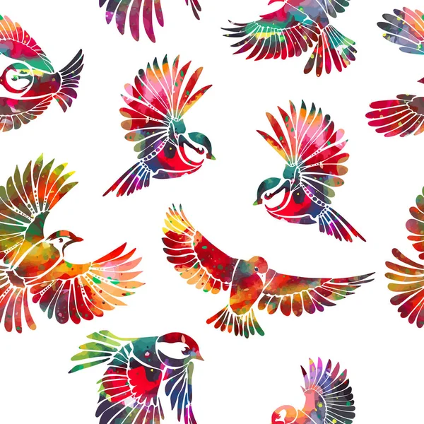 Der nahtlose Hintergrund der Vögel. Gemischte Medien. Vektorillustration — Stockvektor