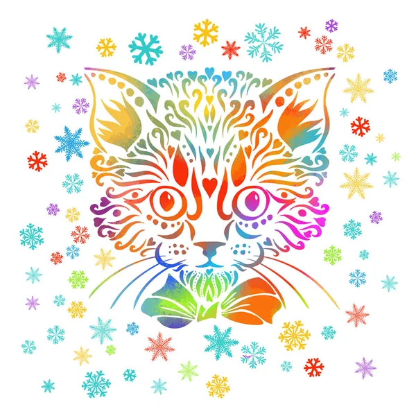 Grafica stilizzata faccia del gattino. Illustrazione vettoriale — Vettoriale Stock