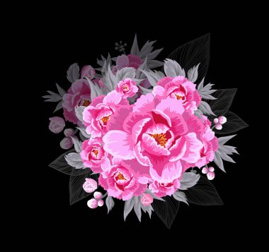 Pembe şakayıklı soyutlama. Vektör illüstrasyonu