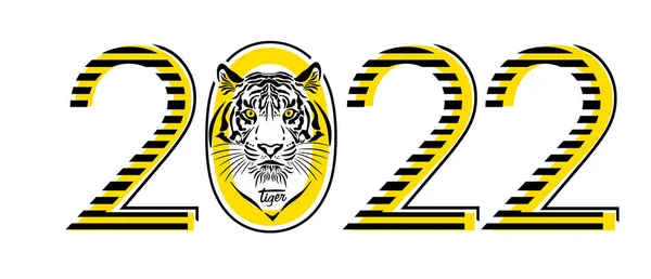 Jahr 2022. Das Jahr des Tigers. Vektorillustration — Stockvektor