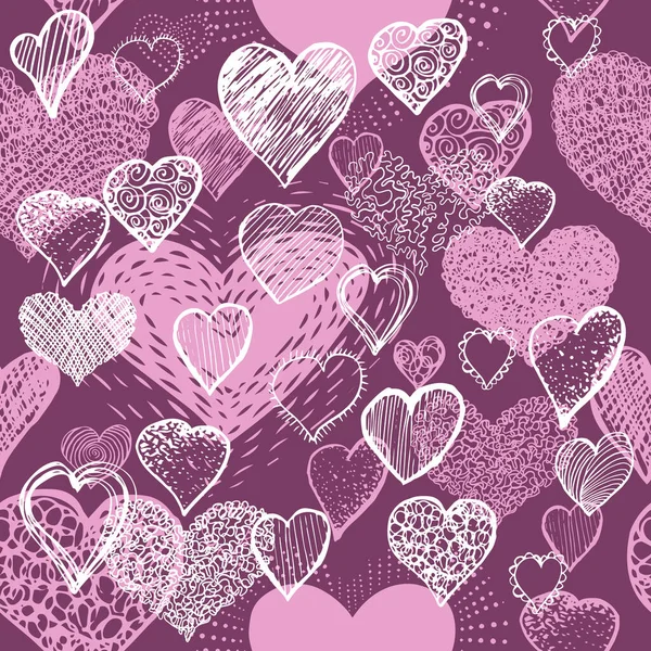 Der nahtlose Hintergrund des rosafarbenen Herzens. Vektorillustration — Stockvektor