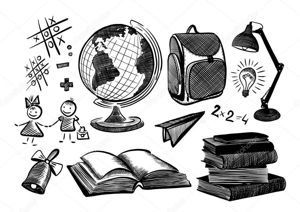 A set of graphic school subjects. Vector illustration