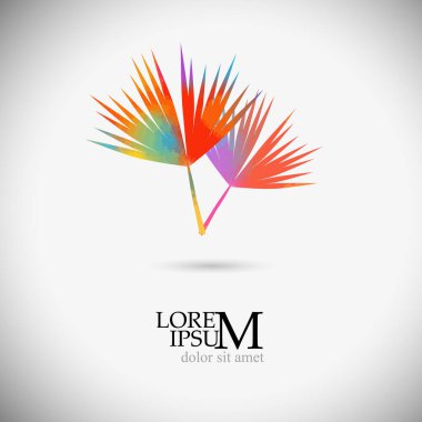 Logo renkli palmiye yaprağı. Vektör illüstrasyonu