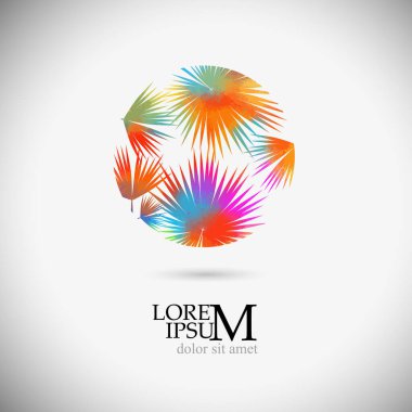 Logo renkli palmiye yaprağı. Vektör illüstrasyonu