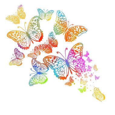 Soyut suluboya mozaik kelebek. Vektör illüstrasyonu