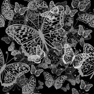 Kelebekli kusursuz bir arka plan. Klasik arka plan. Vektör illüstrasyonu