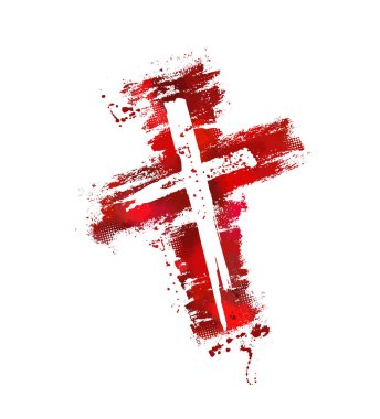 Kahrolası haç. Haç boya damlalarından yapılmış. Vektör illüstrasyonu