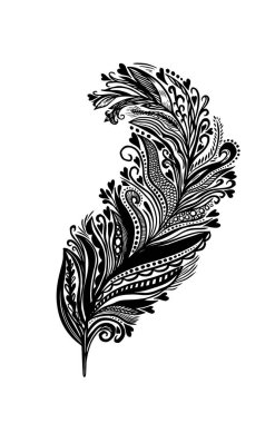 Kuş tüyü desenlerden dekoratif. Vektör illüstrasyonu