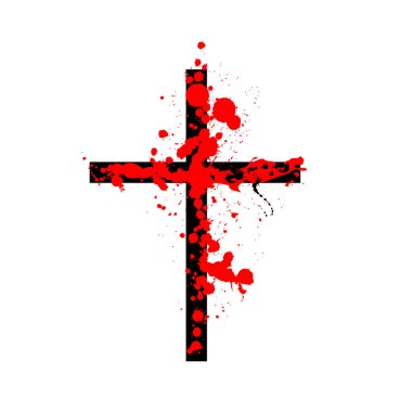 Kahrolası haç. Haç boya damlalarından yapılmış. Vektör illüstrasyonu