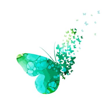 Soyut suluboya mozaik kelebek. Vektör illüstrasyonu