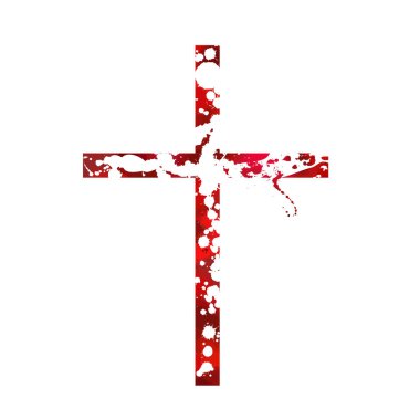 Kahrolası haç. Haç boya damlalarından yapılmış. Vektör illüstrasyonu